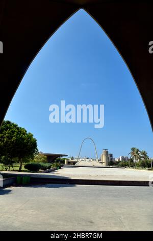 Teil der internationalen Messe Rachid Karami des renommierten brasilianischen Architekten Oscar Niemeyer (1907-2012), Tripolis (Tralous), Nordlibanon. Stockfoto