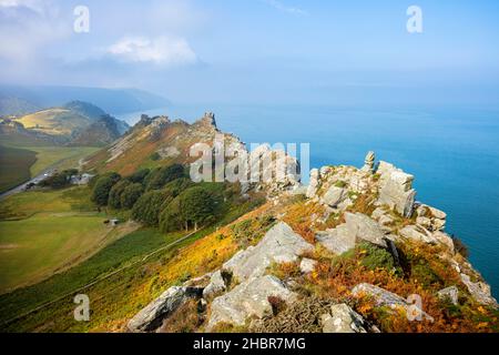 Valley of the Rocks Exmoor National Park in der Nähe von Lynton und Lynmouth Devon England GB Europa Stockfoto