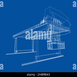 Umriss des Portalbehälters auf der Schiene Stockfoto