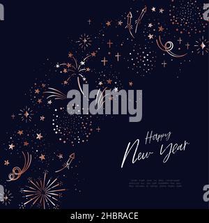 Lustige handgezeichnete Doodle Feuerwerk, Neujahr-Design, ideal für Textilien, Verpackung, Banner, Hintergrundbilder - Vektor-Design Stock Vektor