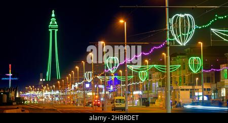 Herbstbeleuchtung in Blackpool, Lancashire, England. Stockfoto