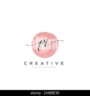 PI anfängliche Handschrift minimalistisches geometrisches Logo Vorlage Vektor-Kunst, Logo für Business-Schönheit, Mode und andere Kunst Stock Vektor