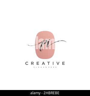 PI anfängliche Handschrift minimalistisches geometrisches Logo Vorlage Vektor-Kunst, Logo für Business-Schönheit, Mode und andere Kunst Stock Vektor