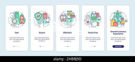 Vorteile von kontaktlosen Zahlungen beim Onboarding des Bildschirms der mobilen App Stock Vektor