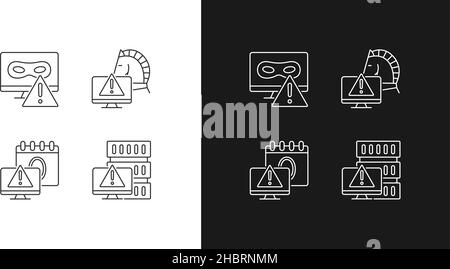 Das Computersystem greift lineare Symbole an, die für den dunklen und hellen Modus eingestellt sind Stock Vektor