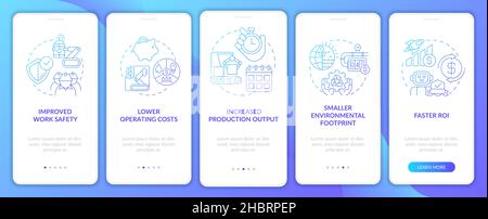 Vorteile der Automatisierung Blue Gradient Onboarding mobile App Bildschirm Stock Vektor