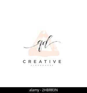 QD anfängliche Handschrift minimalistisches geometrisches Logo Vorlage Vektor-Kunst, Logo für Business-Schönheit, Mode und andere Kunst Stock Vektor
