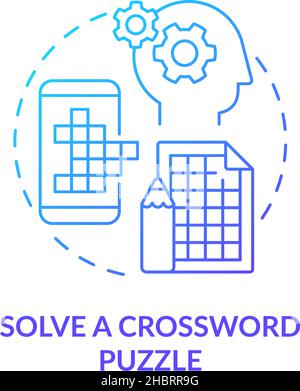 Lösen Kreuzworträtsel blauen Gradienten Konzept Symbol Stock Vektor