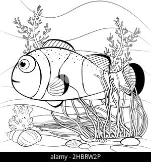 Unterwasserszene mit tropischen Fischen und Korallen Stock Vektor