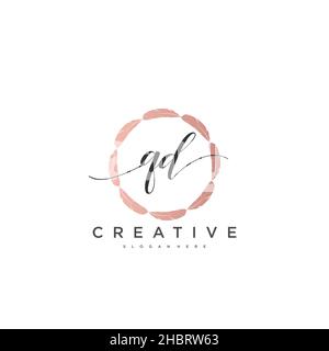 QD anfängliche Handschrift minimalistisches geometrisches Logo Vorlage Vektor-Kunst, Logo für Business-Schönheit, Mode und andere Kunst Stock Vektor
