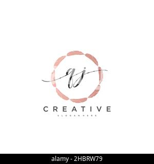 QJ anfängliche Handschrift minimalistisches geometrisches Logo Vorlage Vektor-Kunst, Logo für Business-Schönheit, Mode und andere Kunst Stock Vektor