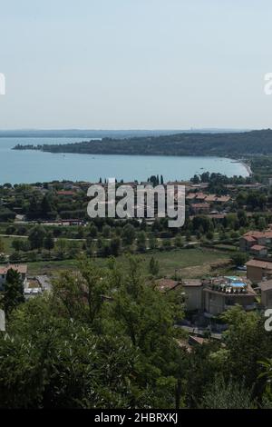 Blick vom Schloss Padenghe, Gardasee, Padenghe sul Garda, Lombardia, Italien, Europa Stockfoto