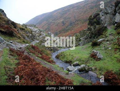 Carding Mill Valley, Shropshire im Winter. Stockfoto