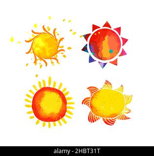 Sonnen. Elemente für das Design. Sonnenuntergang. Vektorgrafik Stock Vektor