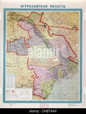 Atlas der sowjetischen Verwaltungskarten: Astrakhanskaya Oblast Karte ca. 1960 Stockfoto