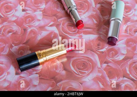 Tuben von gebrauchten Lippenstift Stillleben, USA Stockfoto