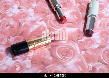 Tuben von gebrauchten Lippenstift Stillleben, USA Stockfoto