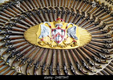 Waffen im Culzean Castle in der Nähe von Maybole in Ayrshire Schottland, Vereinigtes Königreich - 22nd. Juli 2021 Stockfoto