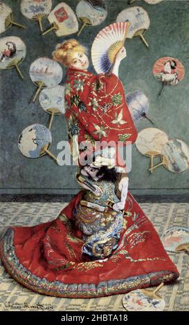 La Japonaise - Camille Monet im japanischen Kostüm - 1876 - Öl auf Leinwand 231,8 x 142,3 cm - Monet Claude Stockfoto