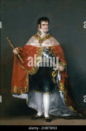 Fernando VII con manto real - 1814 15 - Öl auf Leinwand 208 x 142,5 cm - Goya Francisco Stockfoto