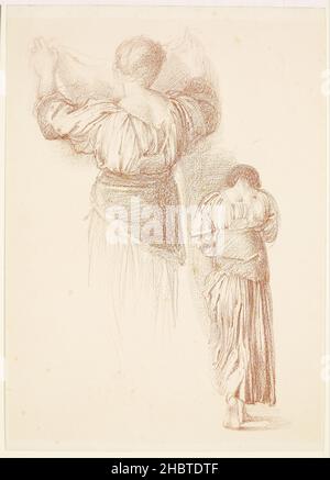 Edward Burne-Jones - Frau - Vorhänge Studien, Studien der weiblichen Vorhänge von der Rückseite aus betrachtet Stockfoto