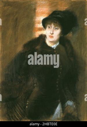 De Nittis Giuseppe - Privatsammlung - in visita - 1881 - pastello su tela 101 x 73 cm - Stockfoto