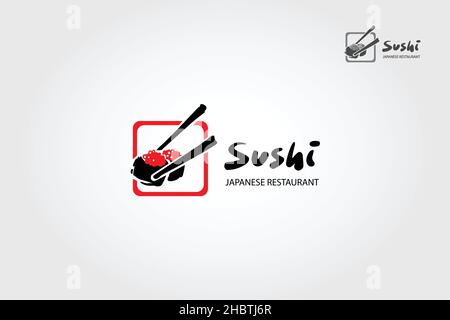 Sushi Japanese Restaurant Logovorlagen, geeignet für alle Unternehmen im Zusammenhang mit Fast-Food-Restaurants, koreanischen Speisen, japanischen Speisen oder anderen Unternehmen. Stock Vektor