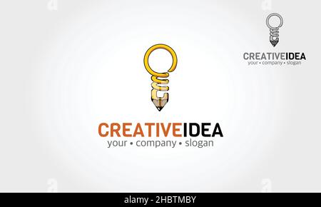 Kreative Idee Vektor Logo Vorlage. Eine Illustration der Bleistiftidee. Nützlich als Symbol, Illustration und Hintergrund für Unternehmen, Marketing, etc. Stock Vektor