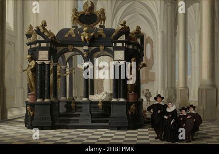 Eine Familie neben dem Grab von Prinz Wilhelm i. in der Nieuwe Kerk, Delft - 1645 - olio su tavola 74 x 110 cm - Van Delen Dirck Stockfoto