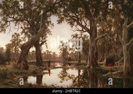 H J. Johnstone - Abend Schatten, Rückstau von Murray, South Australia Stockfoto