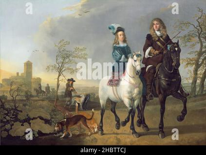 Dame und Gentleman auf dem Pferderacken - 1655 - Öl auf Leinwand 123 x 172 cm - Cuyp Aelbert Stockfoto