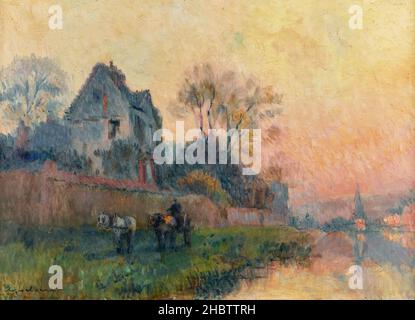 Lebourg Albert - Privatsammlung - Bords de seine à Chatou - Öl auf Leinwand 46,4 x 65,1 cm Stockfoto