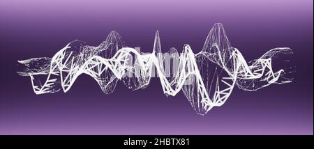 Abstraktes Drahtmodell oder polygonale Struktur auf violettem Hintergrund Stockfoto