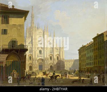 Il Duomo di Milano e la CORSIA dei Servi - 1828 - Öl auf Leinwand 61 x 47 cm - Canella Carlo Stockfoto