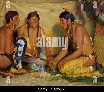 Joseph Henry Sharp - Süßgras Medizin, Blackfoot Zeremonie Stockfoto