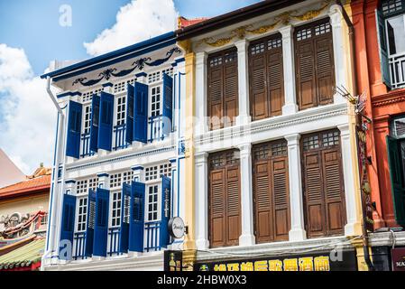 Hübsche Gebäude an der Keong Saik Road, Singapur Stockfoto