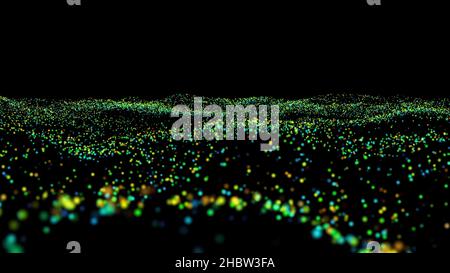 Abstrakte High Definition-CGI-Bewegungshintergründe, ideal für die Bearbeitung, LED-Hintergründe oder Übertragungen mit blauen und weißen Partikeln, die sich verlangsamen. Hi Stockfoto