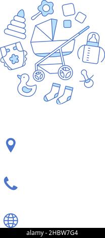 Baby Store vertikale Visitenkarte Umriss Design Stock Vektor