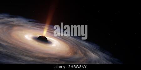 Eine 3D-Darstellung eines schwarzen Lochs im tiefen Raum Stockfoto