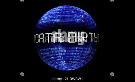 Schmutziges Datenkonzept auf rotierender Kugel Stockfoto