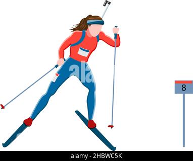 Frauen Biathlon Athlet Skifahren, Vektor-Illustration Stock Vektor