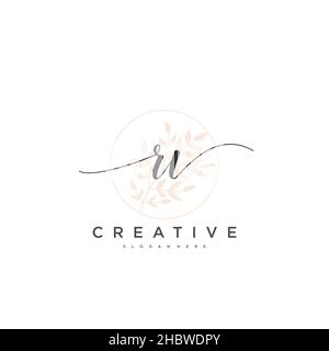 RV erste Handschrift minimalistischen geometrischen Logo Vorlage Vektor-Kunst, Logo für Business-Schönheit, Mode und andere Kunst Stock Vektor