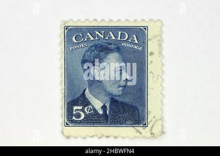 Kanada 5cent Briefmarke von König George VI Stockfoto