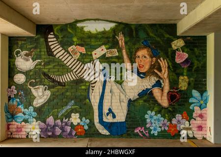 Alice in Wonderland Street Art, Benalla, Victoria, Australien Stockfoto