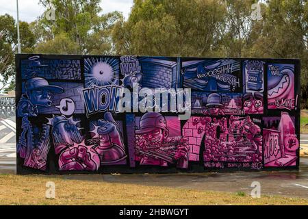 Skateboard Park Street Art, Benalla, Victoria, Australien Stockfoto