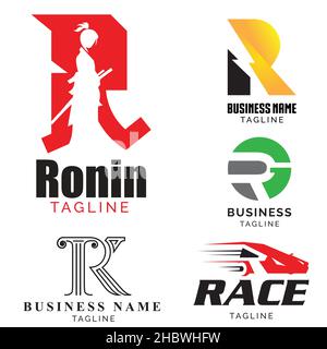 R Letter-basierte Thema Logo Satz Vektor Volumen 1 Stock Vektor