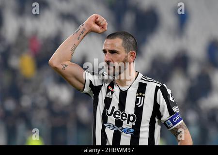 Turin, Italien. 21st Dez 2021. Leonardo Bonucci vom FC Juventus während des Spiels der Serie A 2020/21 zwischen dem FC Juventus und Cagliari Calcio im Allianz Stadium am 21. Dezember 2021 in Turin, Italien-Photo ReporterTorino Credit: Independent Photo Agency/Alamy Live News Stockfoto