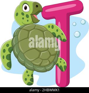 Buchstabe T für Schildkröte Stock Vektor