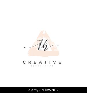 TH anfängliche Handschrift minimalistisches geometrisches Logo Vorlage Vektor-Kunst, Logo für Business-Schönheit, Mode und andere Kunst Stock Vektor