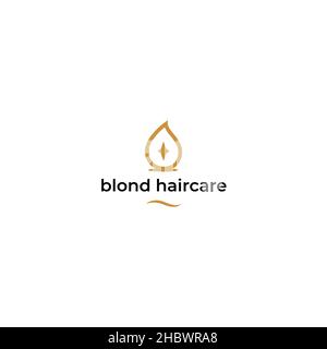 Minimalistisches flaches, einfaches, blondes Haarpflegelogo-Design Stock Vektor